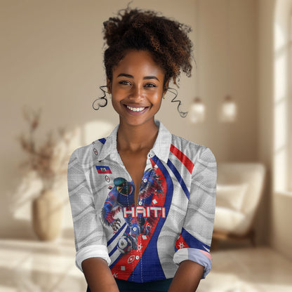 Personalized Haiti Football Trogon Bird Women Casual Shirt Les Grenadiers National Flag Art Caribbean
