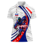 Personalized Haiti Football Trogon Bird Women Polo Shirt Les Grenadiers National Flag Art Caribbean