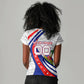Personalized Haiti Football Trogon Bird Women V-Neck T-Shirt Les Grenadiers National Flag Art Caribbean