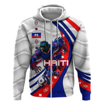 Personalized Haiti Football Trogon Bird Zip Hoodie Les Grenadiers National Flag Art Caribbean