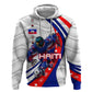 Personalized Haiti Football Trogon Bird Zip Hoodie Les Grenadiers National Flag Art Caribbean