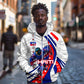 Personalized Haiti Football Trogon Bird Zip Hoodie Les Grenadiers National Flag Art Caribbean