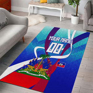 Personalized Haiti Football Area Rug Haitian Flag Trogon Bird Mascot
