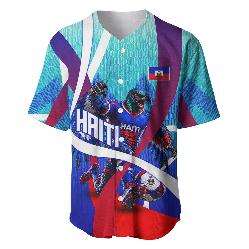 Personalized Haiti Football Baseball Jersey Haitian Flag Trogon Bird Mascot