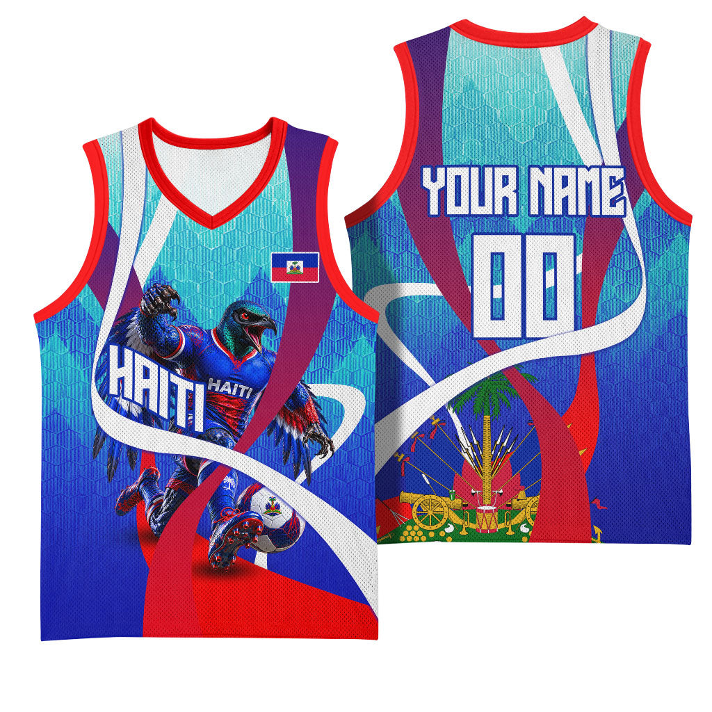 Personalized Haiti Football Basketball Jersey Haitian Flag Trogon Bird Mascot