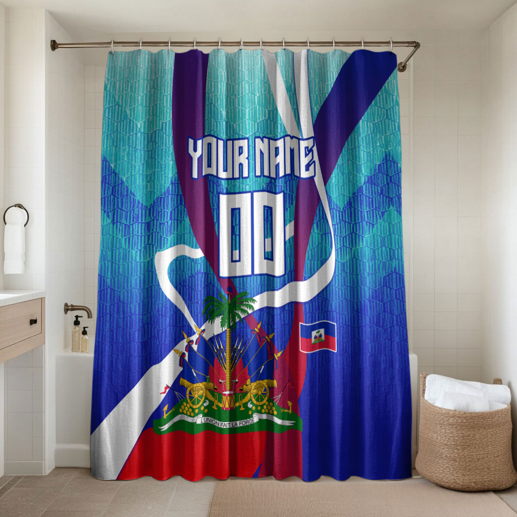 Personalized Haiti Football Bathroom Set Haitian Flag Trogon Bird Mascot