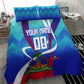 Personalized Haiti Football Bedding Set Haitian Flag Trogon Bird Mascot