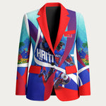 Personalized Haiti Football Blazer Haitian Flag Trogon Bird Mascot