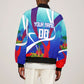Personalized Haiti Football Bomber Jacket Haitian Flag Trogon Bird Mascot