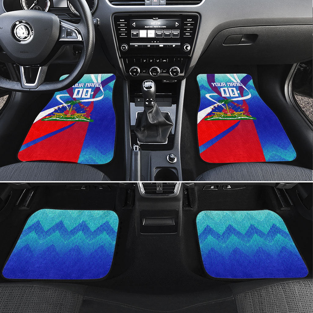 Personalized Haiti Football Car Mats Haitian Flag Trogon Bird Mascot