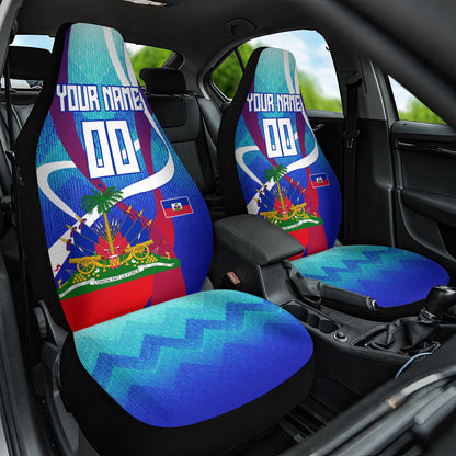 Personalized Haiti Football Car Seat Cover Haitian Flag Trogon Bird Mascot
