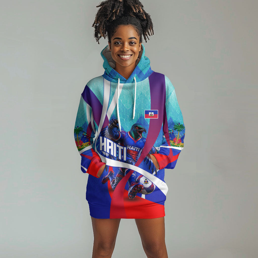 Personalized Haiti Football Hoodie Dress Haitian Flag Trogon Bird Mascot
