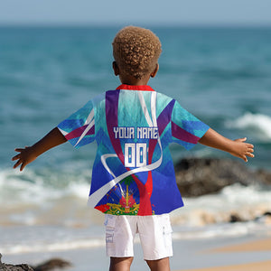 Personalized Haiti Football Kid Hawaiian Shirt Haitian Flag Trogon Bird Mascot