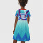 Personalized Haiti Football Kid Short Sleeve Dress Haitian Flag Trogon Bird Mascot