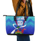 Personalized Haiti Football Leather Tote Bag Haitian Flag Trogon Bird Mascot