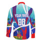 Personalized Haiti Football Long Sleeve Button Shirt Haitian Flag Trogon Bird Mascot