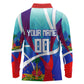 Personalized Haiti Football Long Sleeve Polo Shirt Haitian Flag Trogon Bird Mascot