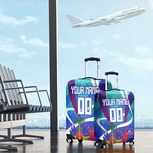 Personalized Haiti Football Luggage Cover Haitian Flag Trogon Bird Mascot