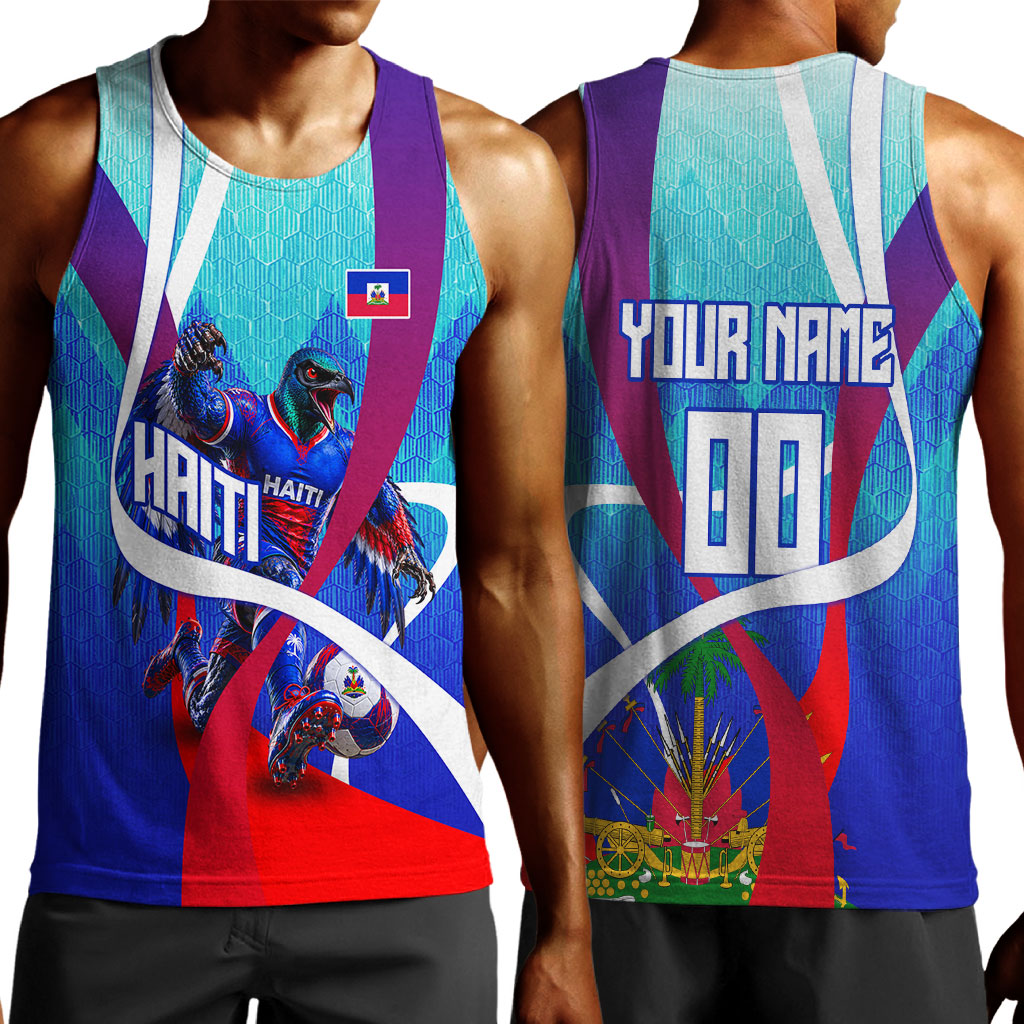 Personalized Haiti Football Men Tank Top Haitian Flag Trogon Bird Mascot