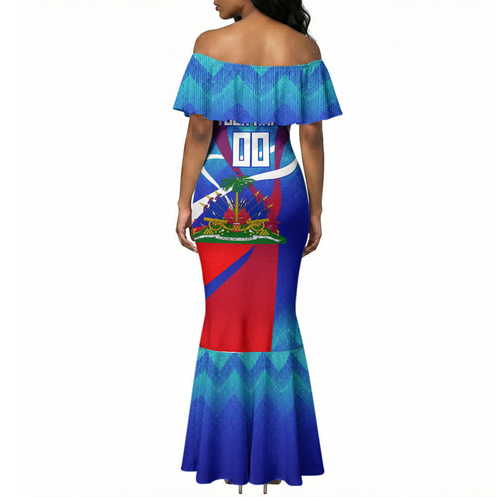 Personalized Haiti Football Mermaid Dress Haitian Flag Trogon Bird Mascot