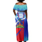 Personalized Haiti Football Off Shoulder Maxi Dress Haitian Flag Trogon Bird Mascot