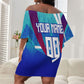 Personalized Haiti Football Off Shoulder Short Dress Haitian Flag Trogon Bird Mascot