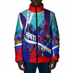 Personalized Haiti Football Padded Jacket Haitian Flag Trogon Bird Mascot