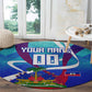 Personalized Haiti Football Round Carpet Haitian Flag Trogon Bird Mascot