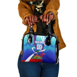 Personalized Haiti Football Shoulder Handbag Haitian Flag Trogon Bird Mascot