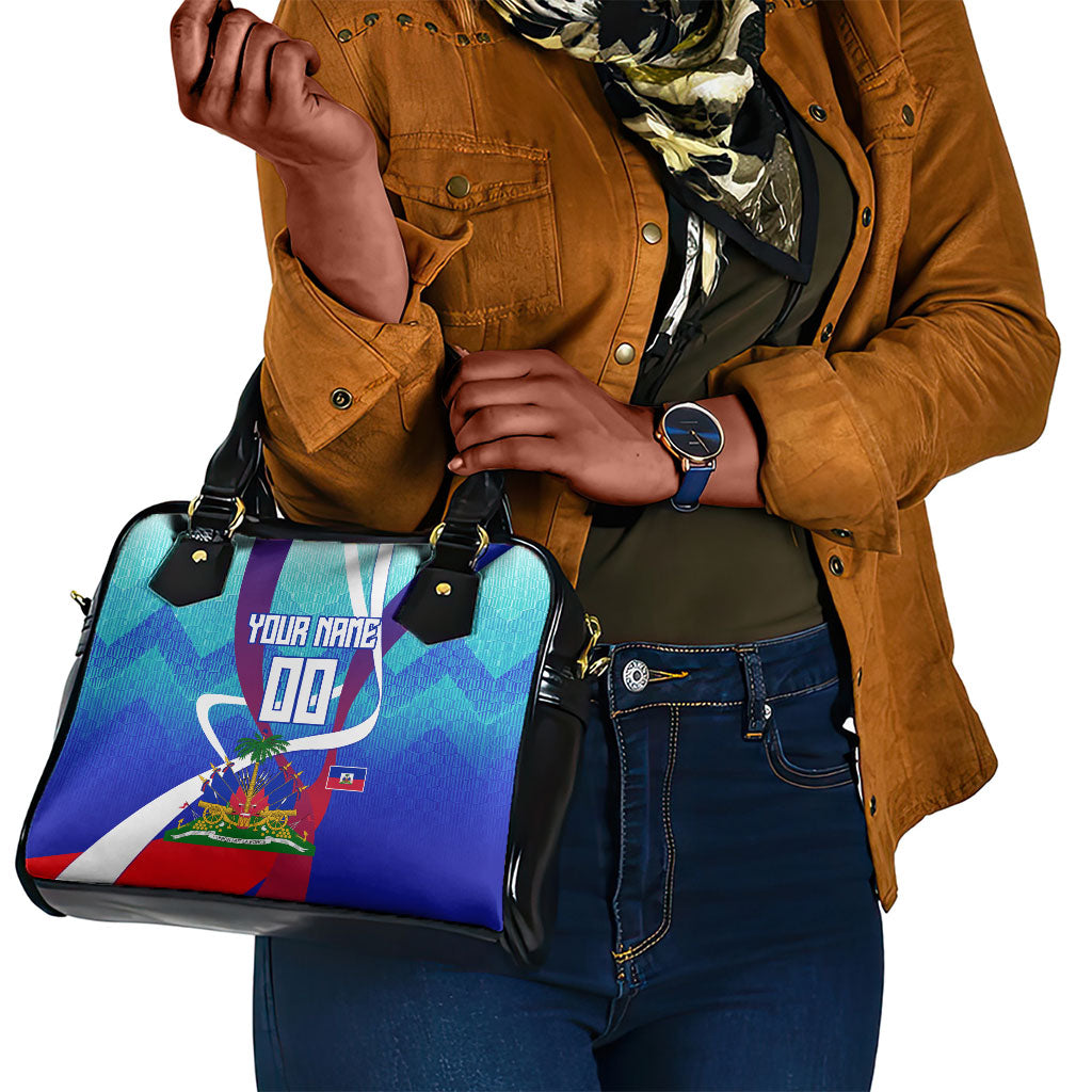 Personalized Haiti Football Shoulder Handbag Haitian Flag Trogon Bird Mascot