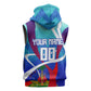 Personalized Haiti Football Sleeveless Zip Hoodie Haitian Flag Trogon Bird Mascot