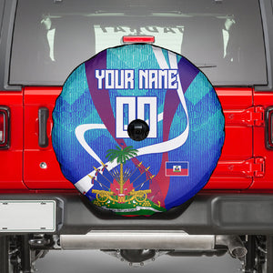 Personalized Haiti Football Spare Tire Cover Haitian Flag Trogon Bird Mascot