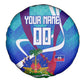 Personalized Haiti Football Spare Tire Cover Haitian Flag Trogon Bird Mascot