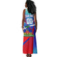 Personalized Haiti Football Tank Maxi Dress Haitian Flag Trogon Bird Mascot