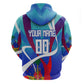 Personalized Haiti Football Zip Hoodie Haitian Flag Trogon Bird Mascot
