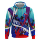 Personalized Haiti Football Zip Hoodie Haitian Flag Trogon Bird Mascot