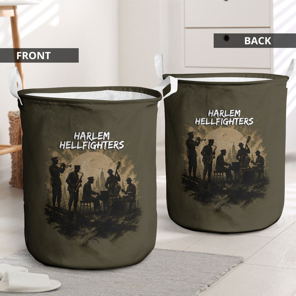 Harlem Hellfighters WWI Soldier Laundry Basket Vintage Military Hero Jazz Band Silhouette Art