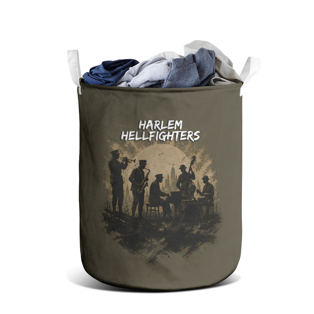 Harlem Hellfighters WWI Soldier Laundry Basket Vintage Military Hero Jazz Band Silhouette Art