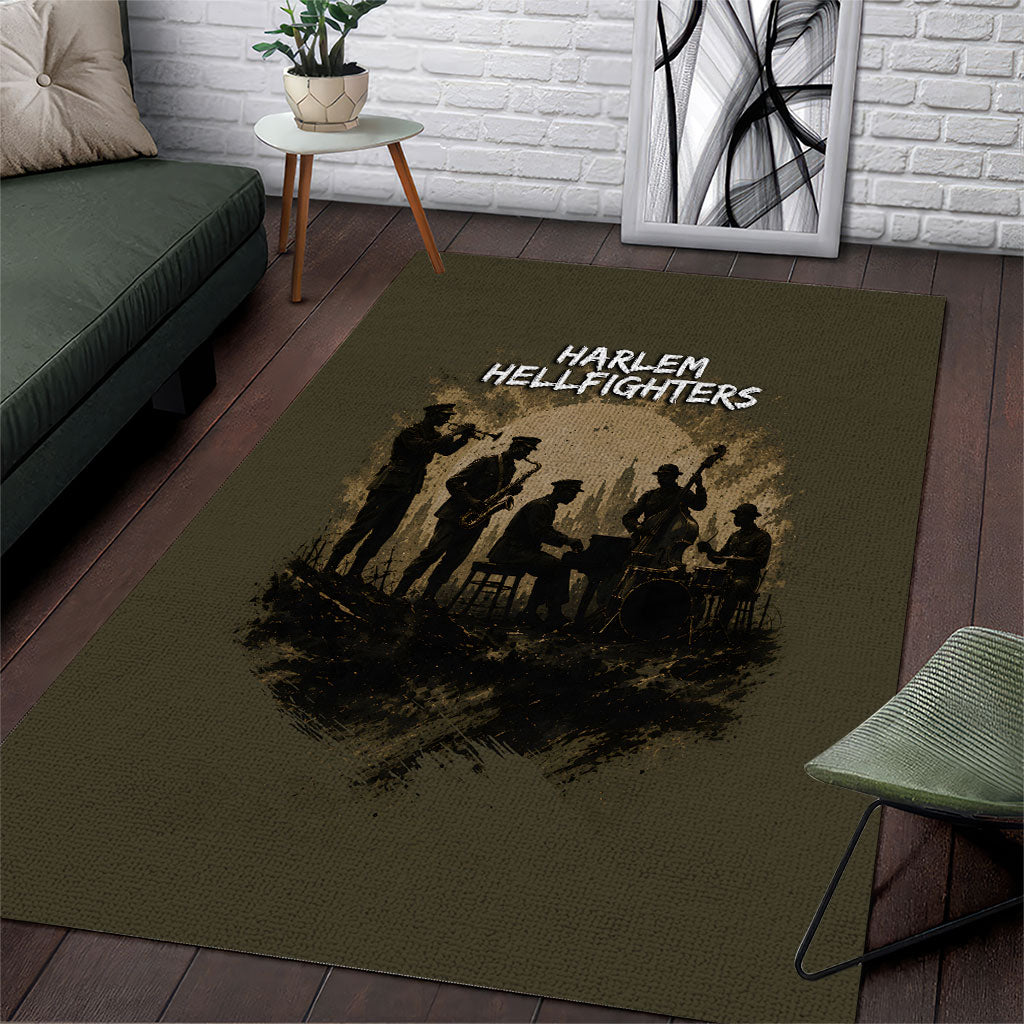 Harlem Hellfighters WWI Soldier Area Rug Vintage Military Hero Jazz Band Silhouette Art