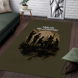 Harlem Hellfighters WWI Soldier Area Rug Vintage Military Hero Jazz Band Silhouette Art