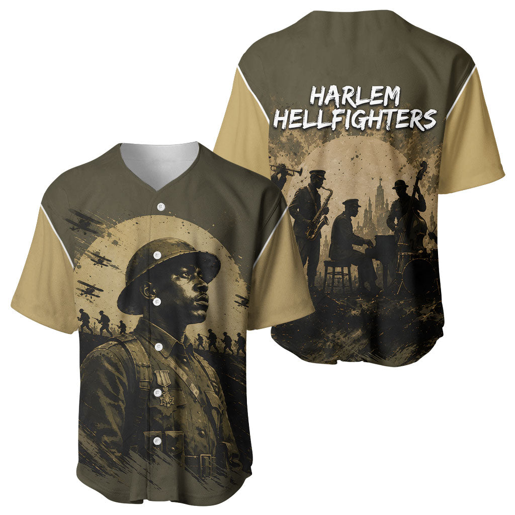 Harlem Hellfighters WWI Soldier Baseball Jersey Vintage Military Hero Jazz Band Silhouette Art