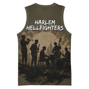 Harlem Hellfighters WWI Soldier Basketball Jersey Vintage Military Hero Jazz Band Silhouette Art