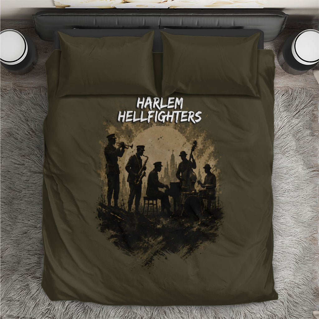 Harlem Hellfighters WWI Soldier Bedding Set Vintage Military Hero Jazz Band Silhouette Art