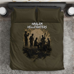 Harlem Hellfighters WWI Soldier Bedding Set Vintage Military Hero Jazz Band Silhouette Art