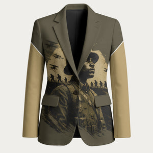 Harlem Hellfighters WWI Soldier Blazer Vintage Military Hero Jazz Band Silhouette Art