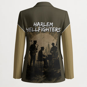 Harlem Hellfighters WWI Soldier Blazer Vintage Military Hero Jazz Band Silhouette Art