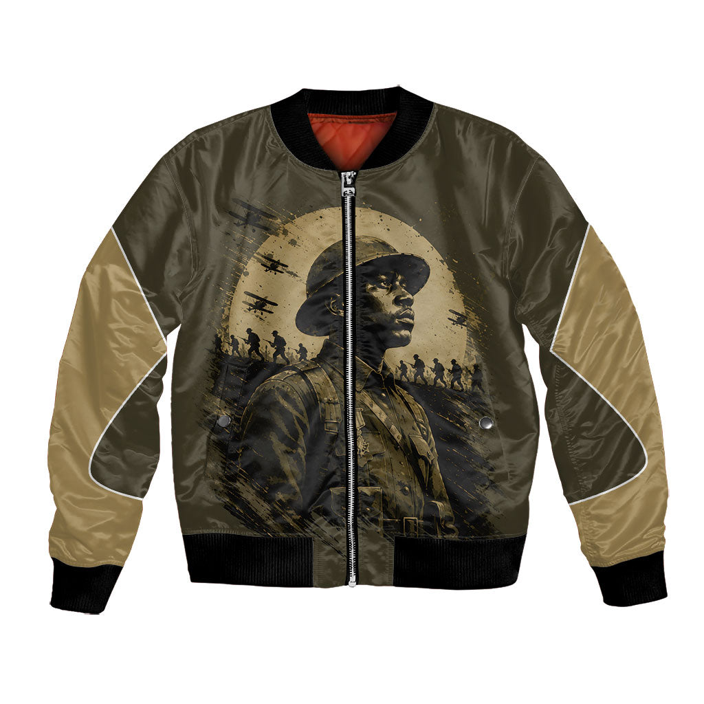 Harlem Hellfighters WWI Soldier Bomber Jacket Vintage Military Hero Jazz Band Silhouette Art