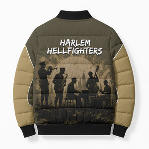 Harlem Hellfighters WWI Soldier Bomber Puffer Jacket Vintage Military Hero Jazz Band Silhouette Art