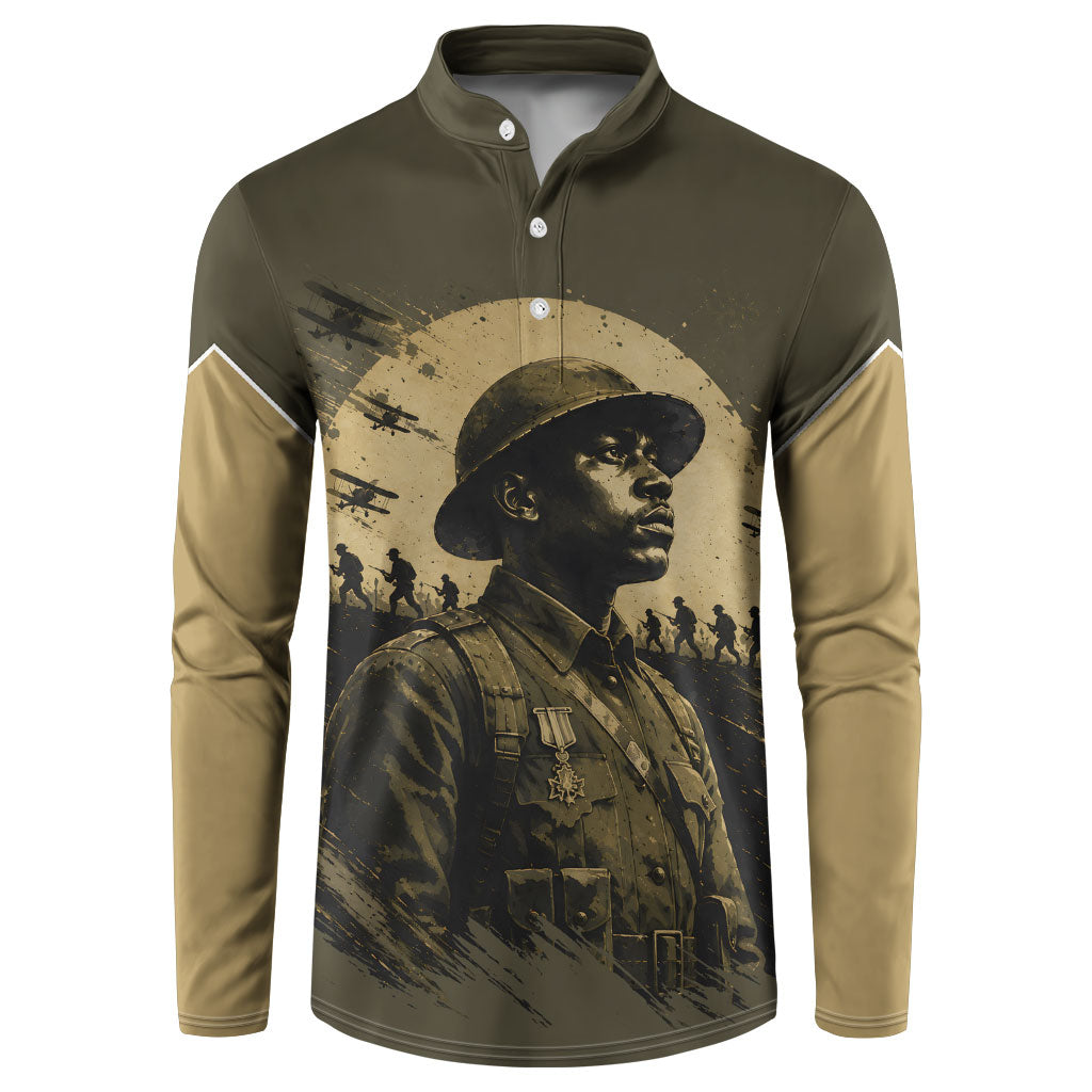 Harlem Hellfighters WWI Soldier Button Sweatshirt Vintage Military Hero Jazz Band Silhouette Art