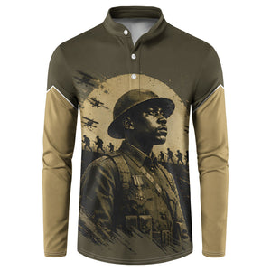 Harlem Hellfighters WWI Soldier Button Sweatshirt Vintage Military Hero Jazz Band Silhouette Art